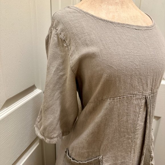 Contessa Teresa Women's 100% Linen Maxi Tunic Dress Size S Gypsy Boho (NEW) - Picture 3 of 14